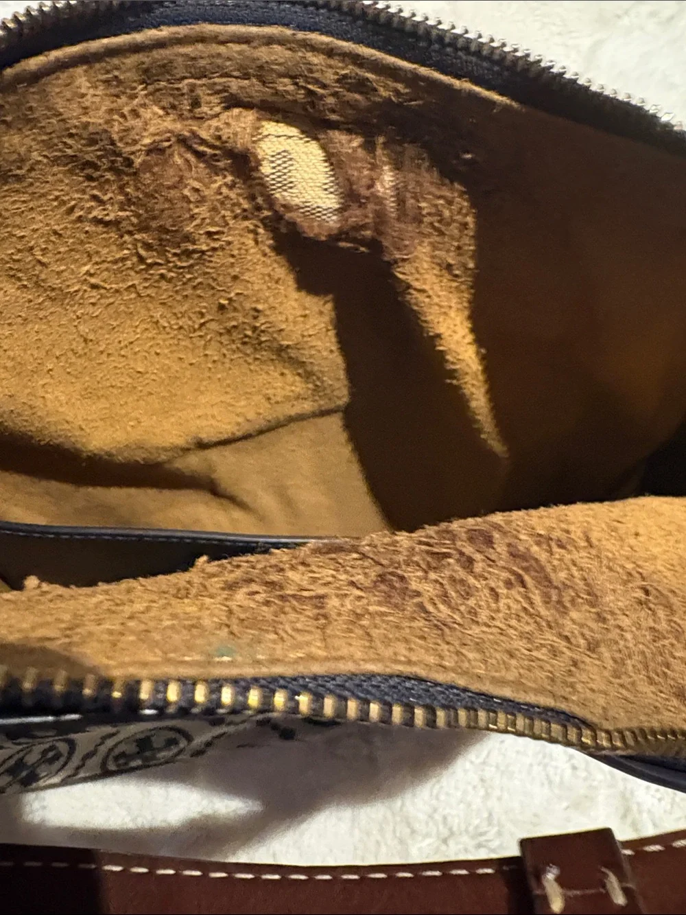 Tory Burch Beige and Black Logo Shoulder Hobo